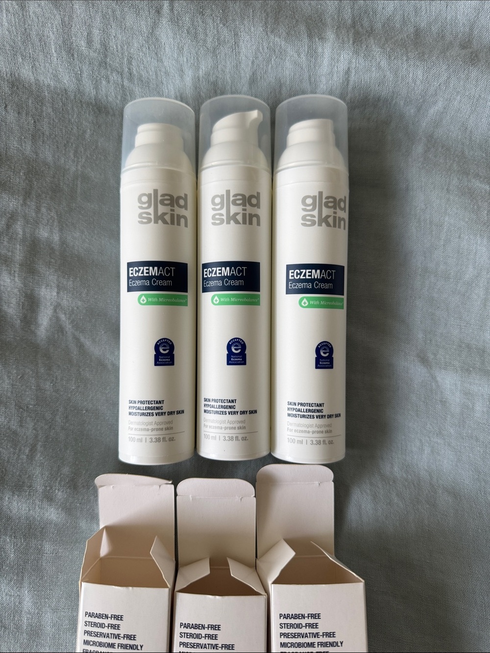 3 Brand New Bottles! Gladskin Eczemact Eczema Cream 3.38 oz each - Picture 6 of 9